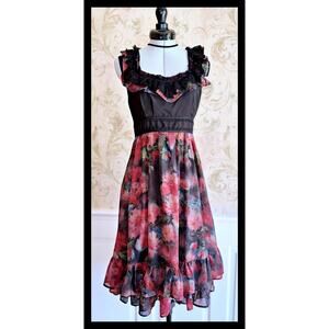 Sheglit Rose Garden OP Chiffon Dress Antique Rose Gothic Lolita EGL Japan Size M
